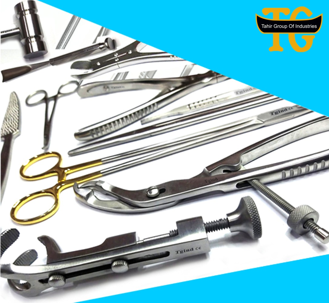 Orthopedic surgical instruments manufactured by Tahir Group of Industries in Sialkot, Pakistan - bone forceps, reduction forceps, needle holder and bone clamp